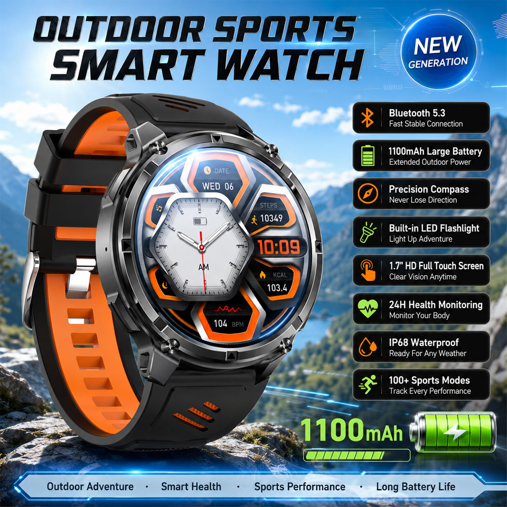 Smartwatch Rugged Watches For Men - Smartwatch YAOCX AMOLED per Uomo, 1100mAh,