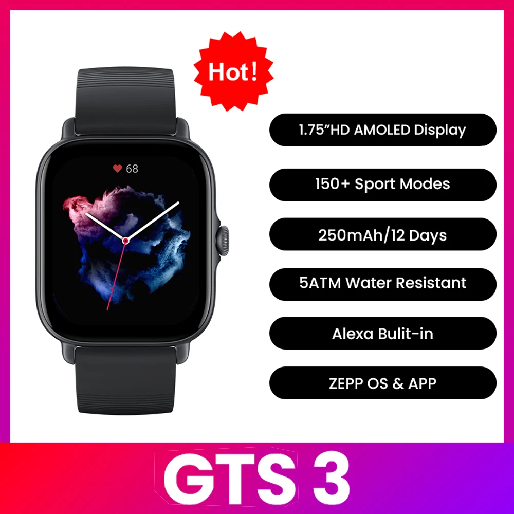 Smartwatch Refurbished Watches - Smartwatch Amazfit GTS 3, Impermeabile 5ATM,