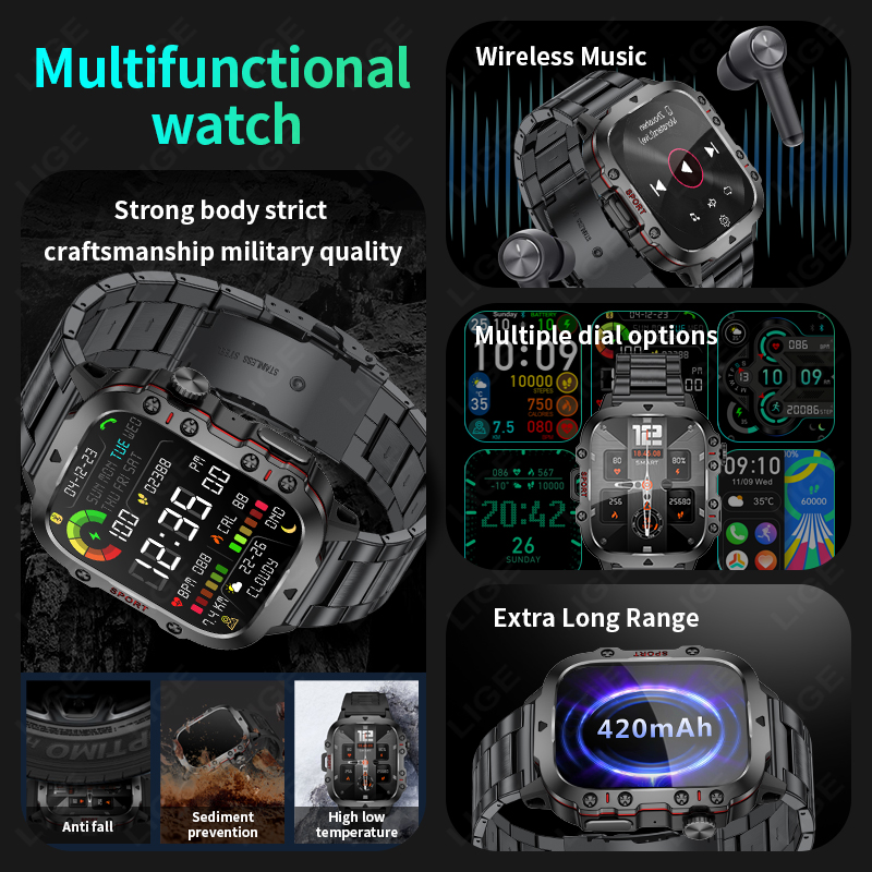 2026 Robusto Militare Fitness  - Smartwatch Rugged Watches For Men recensione e prezzo